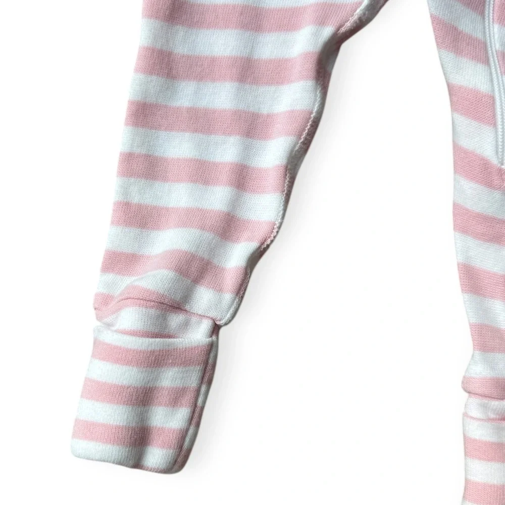 Monica + Andy 6-9M‎ Organic Cotton Pink & White Striped Zip Footed Pajamas